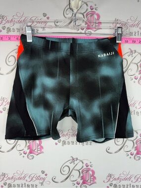 Nabaiji shorts Aqua Resist Swimwear Bottoms in Teal and Black with Orange Accent